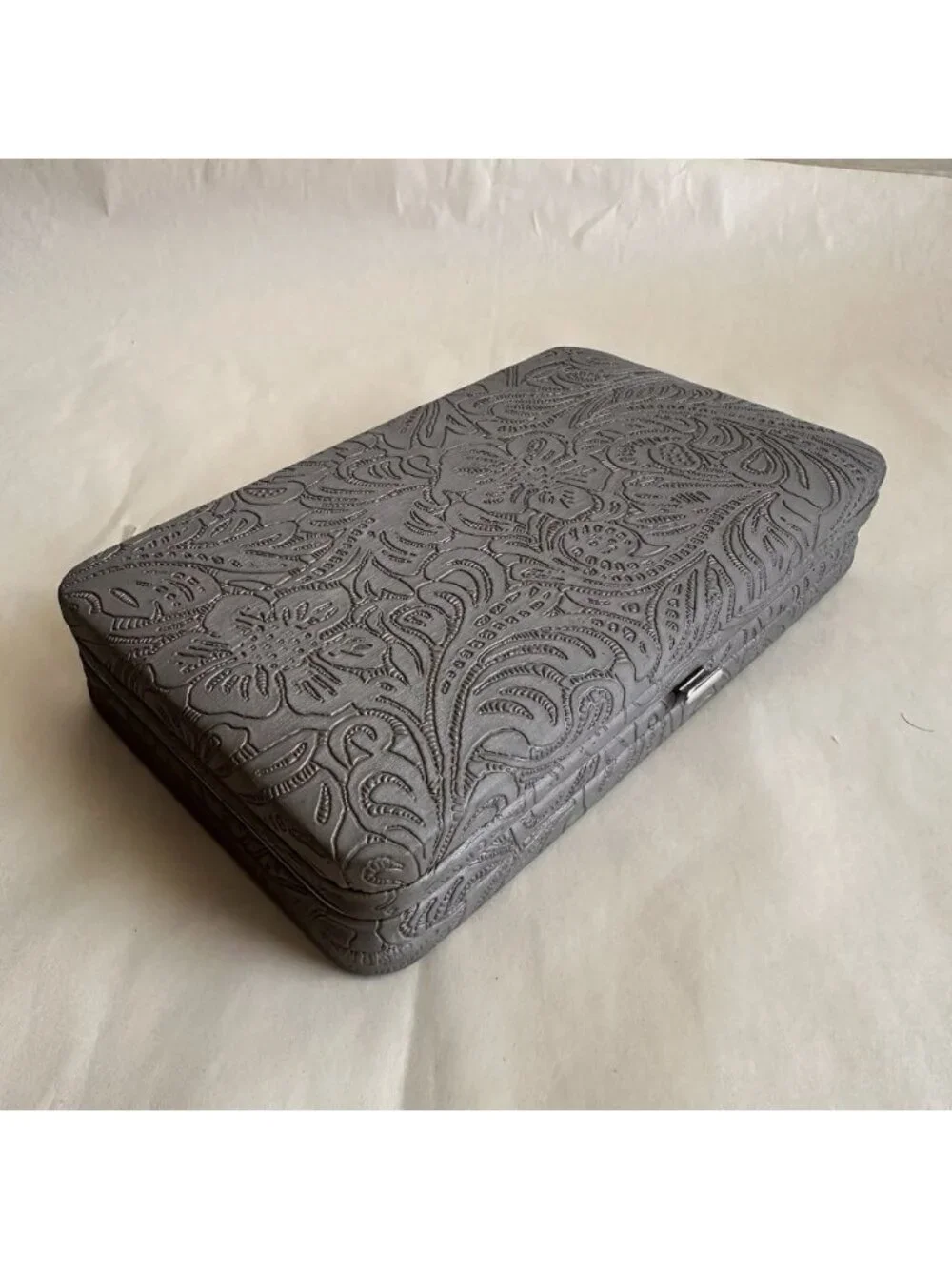 Trish McEvoy Hard Shell Cosmetic Case Makeup Brush Holder Clutch Floral Pockets